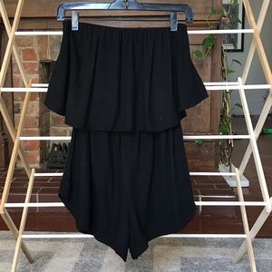 Black double layer romper